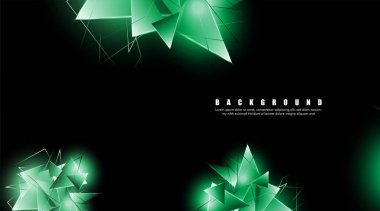 çakışan parlayan yeşil üçgenler ile soyut arka plan. izole siyah arka plan. eps 10 vektör illüstrasyon