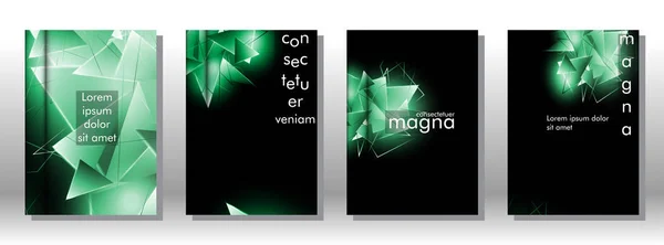 Set the book cover the background of the light Triangle. Abstract composition of 3D triangles. Modern geometric green backgrounds isolated black — Stock Vector