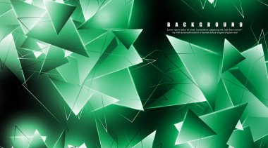 çakışan parlayan yeşil üçgenler ile soyut arka plan. izole siyah arka plan. eps 10 vektör illüstrasyon
