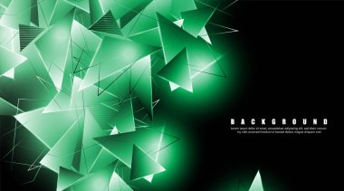 çakışan parlayan yeşil üçgenler ile soyut arka plan. izole siyah arka plan. eps 10 vektör illüstrasyon