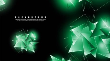 çakışan parlayan yeşil üçgenler ile soyut arka plan. izole siyah arka plan. eps 10 vektör illüstrasyon