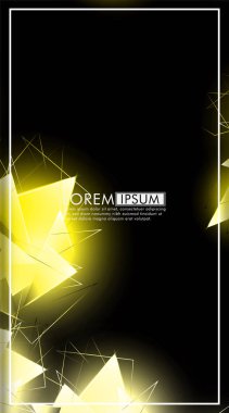 dikey üçgen arka plan. 3b üçgenlerin soyut kompozisyonu. Modern geometrik sarı yalıtımlı siyah arka plan