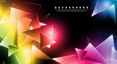 çakışan parlayan üçgenler ile soyut arka plan. izole siyah arka plan. eps 10 vektör illüstrasyon