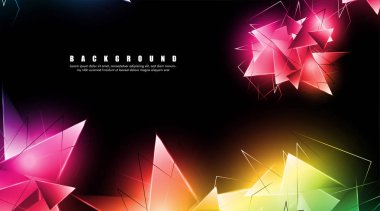 çakışan parlayan üçgenler ile soyut arka plan. izole siyah arka plan. eps 10 vektör illüstrasyon
