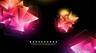 çakışan parlayan üçgenler ile soyut arka plan. izole siyah arka plan. eps 10 vektör illüstrasyon