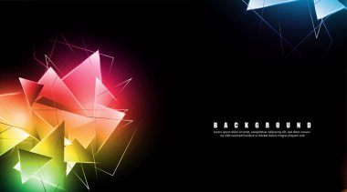 çakışan parlayan üçgenler ile soyut arka plan. izole siyah arka plan. eps 10 vektör illüstrasyon