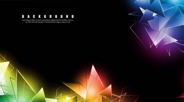 çakışan parlayan üçgenler ile soyut arka plan. izole siyah arka plan. eps 10 vektör illüstrasyon