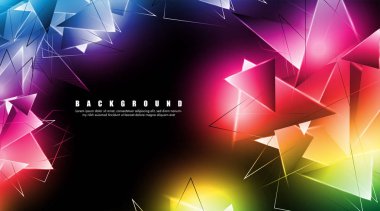 çakışan parlayan üçgenler ile soyut arka plan. izole siyah arka plan. eps 10 vektör illüstrasyon