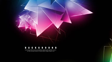 çakışan parlayan üçgenler ile soyut arka plan. izole siyah arka plan. eps 10 vektör illüstrasyon