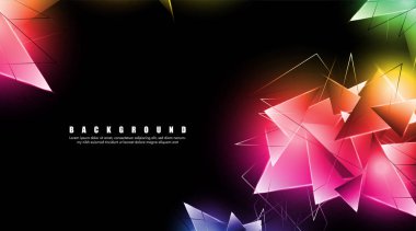 çakışan parlayan üçgenler ile soyut arka plan. izole siyah arka plan. eps 10 vektör illüstrasyon