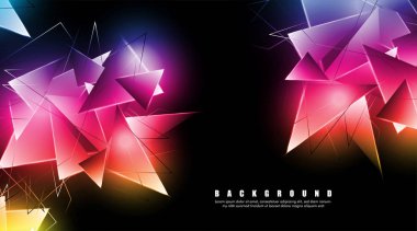 çakışan parlayan üçgenler ile soyut arka plan. izole siyah arka plan. eps 10 vektör illüstrasyon