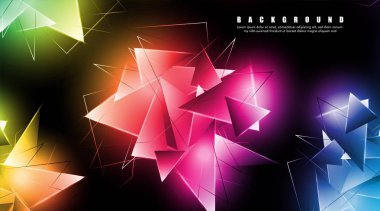 çakışan parlayan üçgenler ile soyut arka plan. izole siyah arka plan. eps 10 vektör illüstrasyon