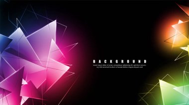 çakışan parlayan üçgenler ile soyut arka plan. izole siyah arka plan. eps 10 vektör illüstrasyon