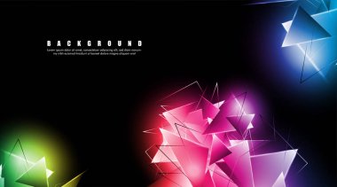 çakışan parlayan üçgenler ile soyut arka plan. izole siyah arka plan. eps 10 vektör illüstrasyon