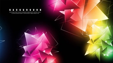 çakışan parlayan üçgenler ile soyut arka plan. izole siyah arka plan. eps 10 vektör illüstrasyon