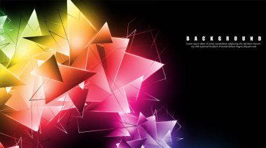 çakışan parlayan üçgenler ile soyut arka plan. izole siyah arka plan. eps 10 vektör illüstrasyon