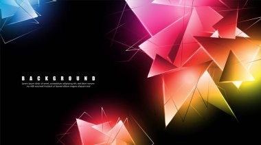 çakışan parlayan üçgenler ile soyut arka plan. izole siyah arka plan. eps 10 vektör illüstrasyon