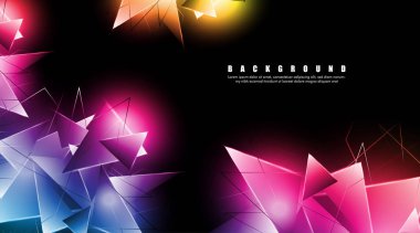 çakışan parlayan üçgenler ile soyut arka plan. izole siyah arka plan. eps 10 vektör illüstrasyon
