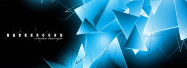 çakışan parlayan mavi üçgenler ile soyut arka plan. izole siyah arka plan. eps 10 vektör illüstrasyon