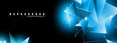 çakışan parlayan mavi üçgenler ile soyut arka plan. izole siyah arka plan. eps 10 vektör illüstrasyon