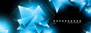 çakışan parlayan mavi üçgenler ile soyut arka plan. izole siyah arka plan. eps 10 vektör illüstrasyon