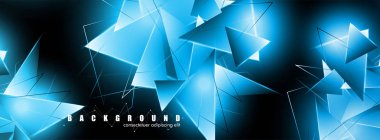 çakışan parlayan mavi üçgenler ile soyut arka plan. izole siyah arka plan. eps 10 vektör illüstrasyon