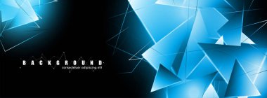 çakışan parlayan mavi üçgenler ile soyut arka plan. izole siyah arka plan. eps 10 vektör illüstrasyon