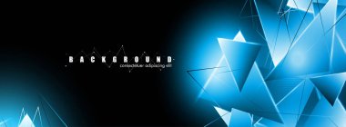 çakışan parlayan mavi üçgenler ile soyut arka plan. izole siyah arka plan. eps 10 vektör illüstrasyon