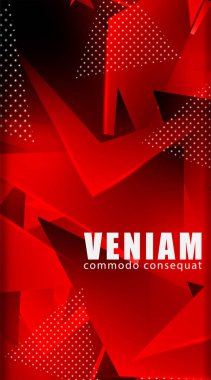 Üçgen arka plan. 3b üçgenlerin soyut kompozisyonu. Modern geometrik kırmızı arka plan yalıtımlı siyah