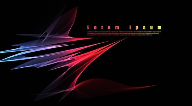 Teknoloji, müzik, vb kavramları tasarım öğeleri için siyah bir arka plan üzerinde izole akış Vektör soyut dalga çizgileri.