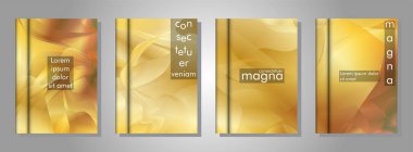 Kitap kapağı arka planlar Vektör koleksiyonu. Eps tasarım Vektör illüstrasyon 10. Altın degrade dalga rengi
