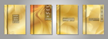 Kitap kapağı arka planlar Vektör koleksiyonu. Eps tasarım Vektör illüstrasyon 10. Altın degrade dalga rengi