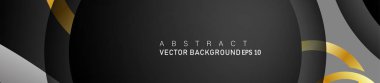 Metin ve arka plan tasarımı için siyah boşluk dairelerinde altın yüzük renk degradeleriyle örtüşen vektör arka plan tasarımı