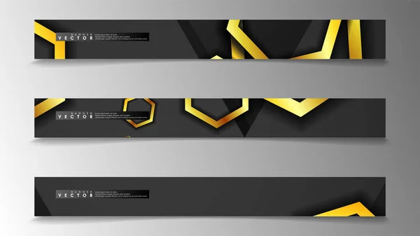 Banner Collection, vektor bakgrunder med Hexagon Gold. Space banner vektor lämplig för alla design — Stock vektor