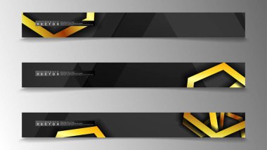 Afiş koleksiyonu, altıgen altın ile vektör arka planlar. uzay afiş vektör herhangi bir tasarım için uygun