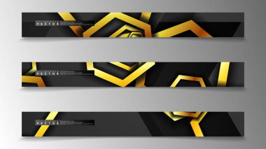 Afiş koleksiyonu, altıgen altın ile vektör arka planlar. uzay afiş vektör herhangi bir tasarım için uygun