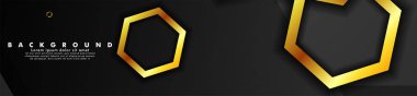 Altıgen altın renkli ve siyah arka plan ile afiş vektör ayarlayın. herhangi bir arka plan için uygundur. Eps 10'da kapak tasarımı. metin için alan