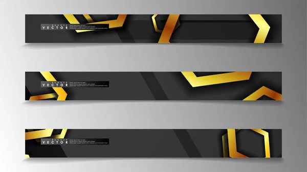 Colección de banners, fondos vectoriales con hexágono dorado. espacio banner vector adecuado para cualquier diseño — Vector de stock