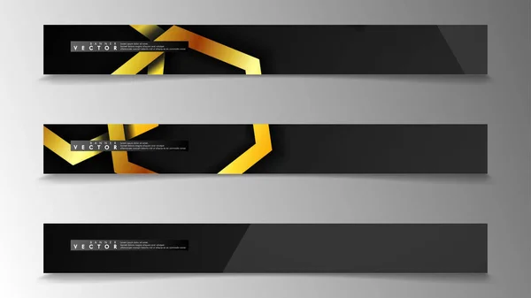 Colección de banners, fondos vectoriales con hexágono dorado. espacio banner vector adecuado para cualquier diseño — Vector de stock