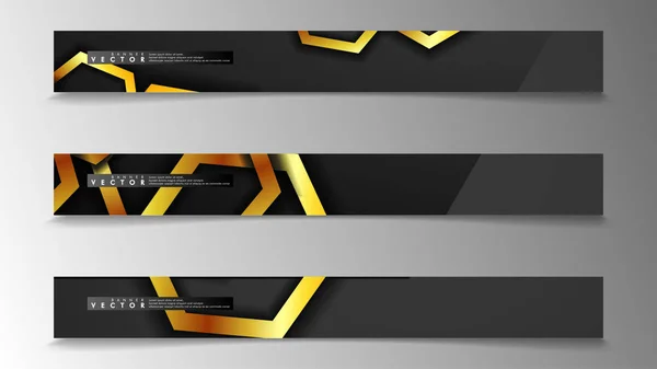 Coleção de banners, fundos vetoriais com ouro hexágono. vetor de banner espacial adequado para qualquer projeto — Vetor de Stock