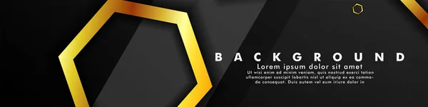 Definir vetor de banner com cor de ouro hexágono e fundo preto. adequado para qualquer fundo. design de capa em EPS 10. espaço para texto —  Vetores de Stock