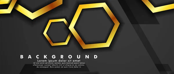 Definir vetor de banner com cor de ouro hexágono e fundo preto. adequado para qualquer fundo. design de capa em EPS 10. espaço para texto — Vetor de Stock