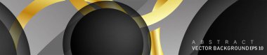 Metin ve arka plan tasarımı için siyah boşluk dairelerinde altın yüzük renk degradeleriyle örtüşen vektör arka plan tasarımı