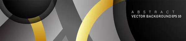 Desain latar belakang vektor yang tumpang tindih dengan gradien warna cincin emas pada lingkaran ruang hitam untuk desain teks dan latar belakang - Stok Vektor