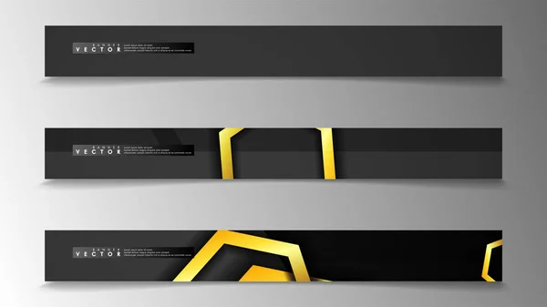 Banner-Kollektion, Vektorhintergründe mit Sechseckgold. Space Banner Vektor für jedes Design geeignet — Stockvektor