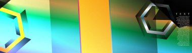 Renkli altıgen arka planlara sahip vektör afişleri. herhangi bir arka plan için uygundur. metniniz için siyah boş alan