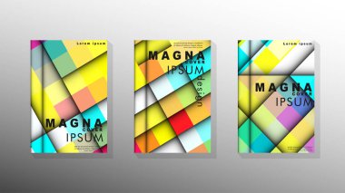 Renkli arka plan şekilleri ile Vektör toplama kitabı. baskı tasarımı. tasarımınız için uygun