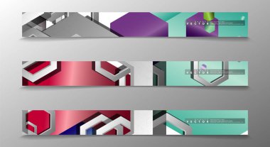 Reklamlar için Vektör Banner koleksiyonu. altıgen şekilli soyut arka plan