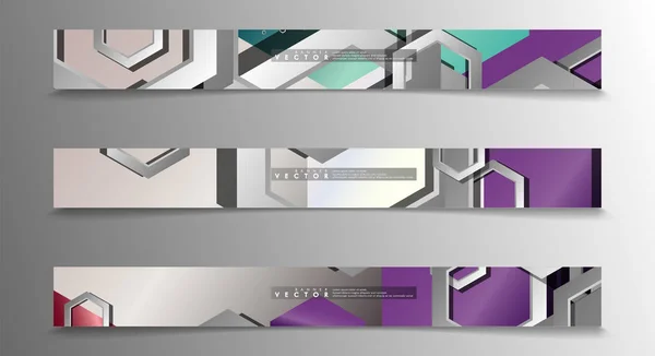 Vektor-Banner-Sammlung für Werbung. abstrakter Hintergrund mit sechseckigen Formen — Stockvektor