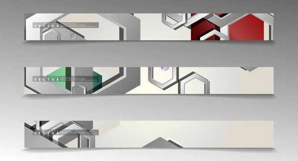Collection de bannières vectorielles pour publicités. fond abstrait avec des formes hexagonales — Image vectorielle